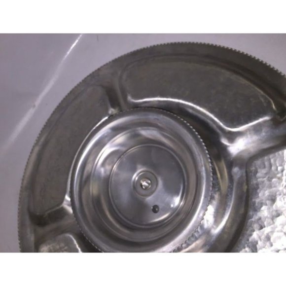 Silver serving tray that spins- many details etched in each segment - very nice - Picture 4 of 7